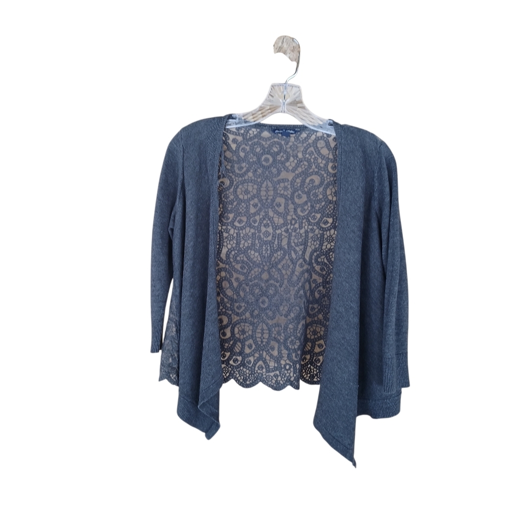 American Eagle Outfitters Gray Open Front Lace Back Cardigan Medium